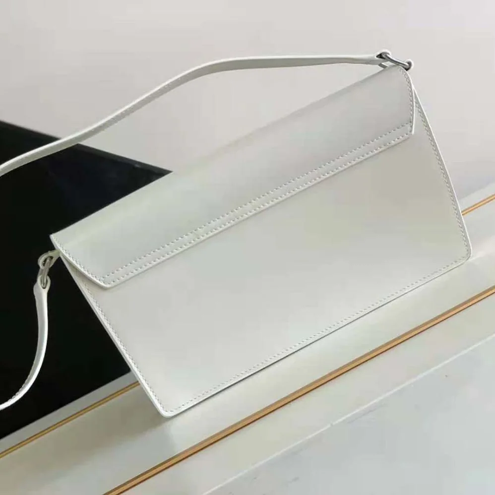 Celine Trapeze Triomphe Bag in Shiny Calfskin for Women in White Celine Trapeze Triomphe Bag in Shiny Calfskin for Women in White