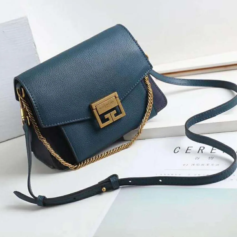 Givenchy Two-Toned Medium GV3 Bag Leather and Suede for Women in Blue Givenchy Two-Toned Medium GV3 Bag Leather and Suede for Women in Blue