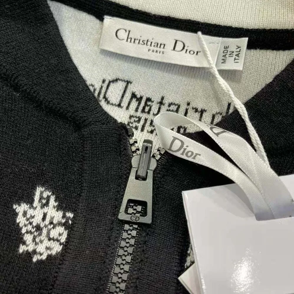 Dior Dioralps Reversible Bomber Jacket Black Technical Cashmere Knit for Men