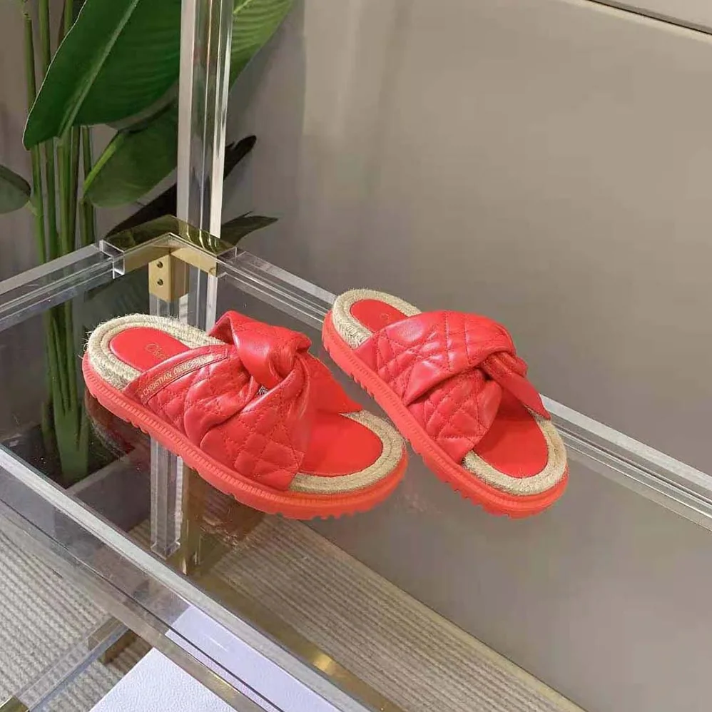 Dior Dtwist Slide Bright Orange Cannage Lambskin for Women