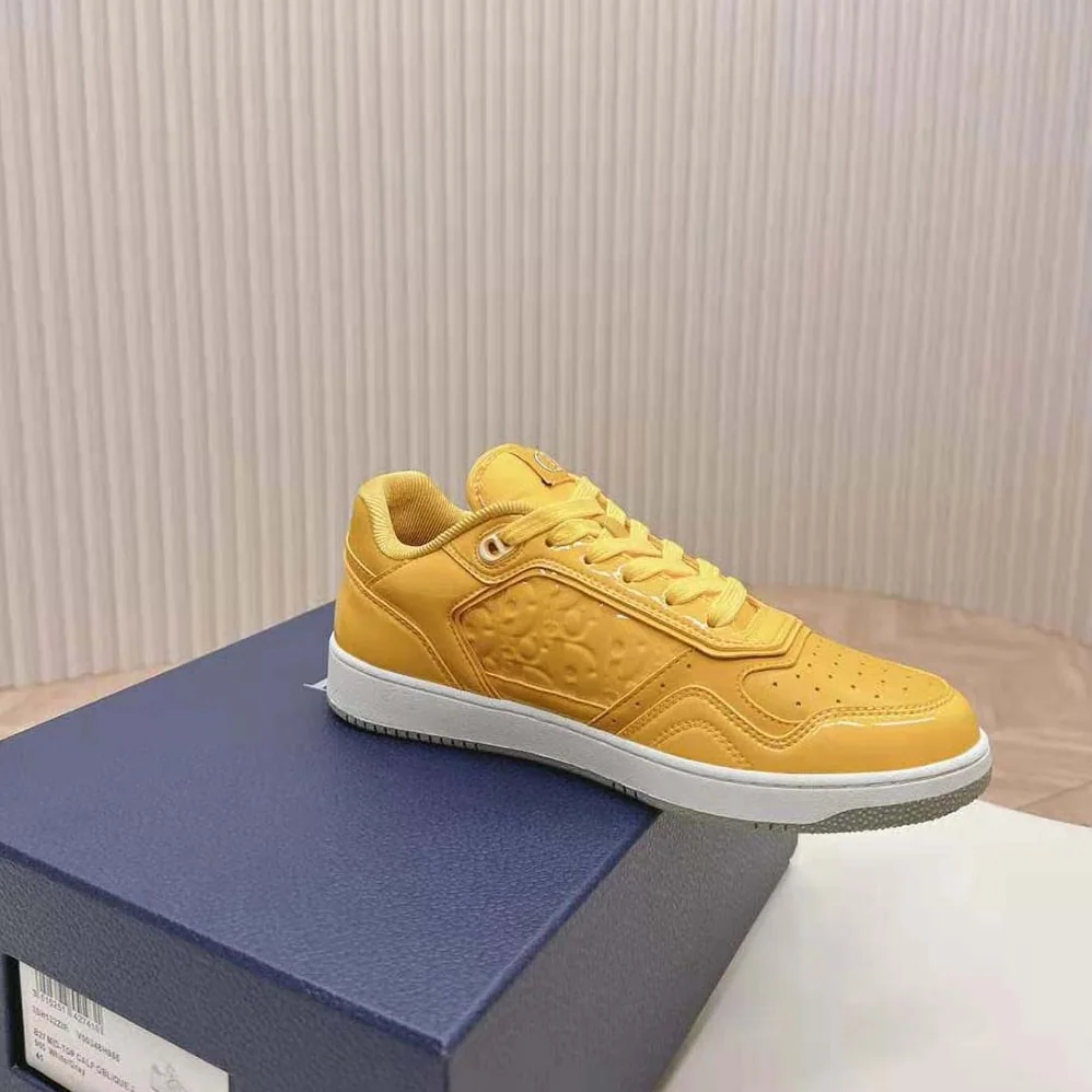 Dior B27 Low-top Sneaker Yellow Patent Calfskin and Dior Oblique Gravity Leather for Men Dior B27 Low-top Sneaker Yellow Patent Calfskin and Dior Oblique Gravity Leather for Men