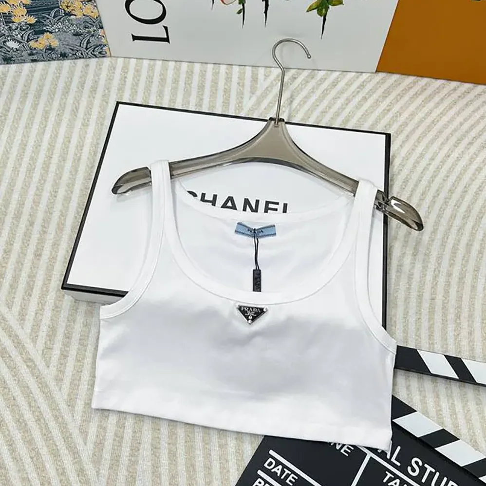 Prada Jersey Cropped Top for Women in White Prada Jersey Cropped Top for Women in White