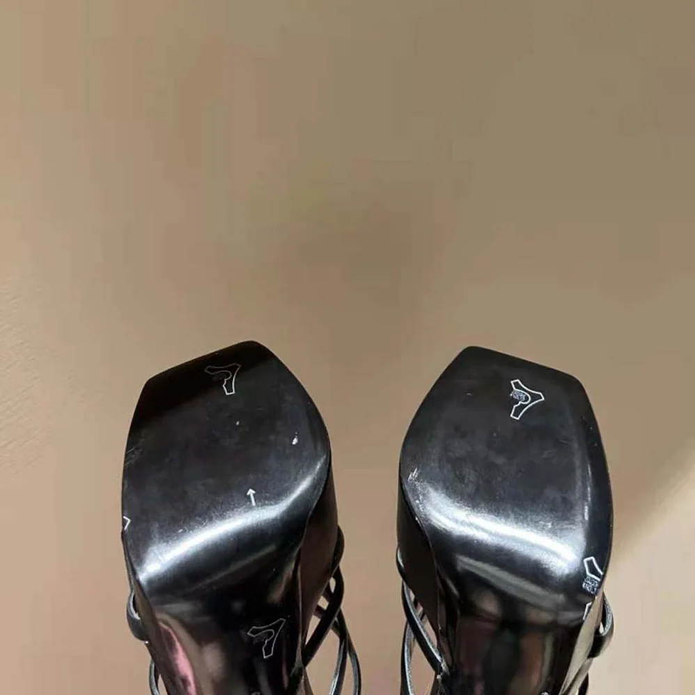 Versace Greca Maze Platform Sandals in 15cm Heel Height for Women in Black