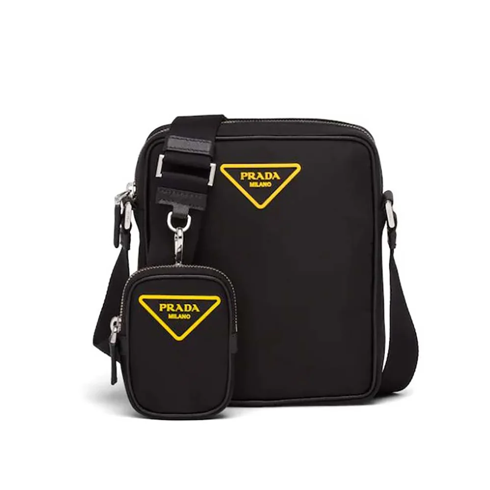 Prada Nylon Cross-Body Bag for Men in Black/Yellow Prada Nylon Cross-Body Bag for Men in Black/Yellow
