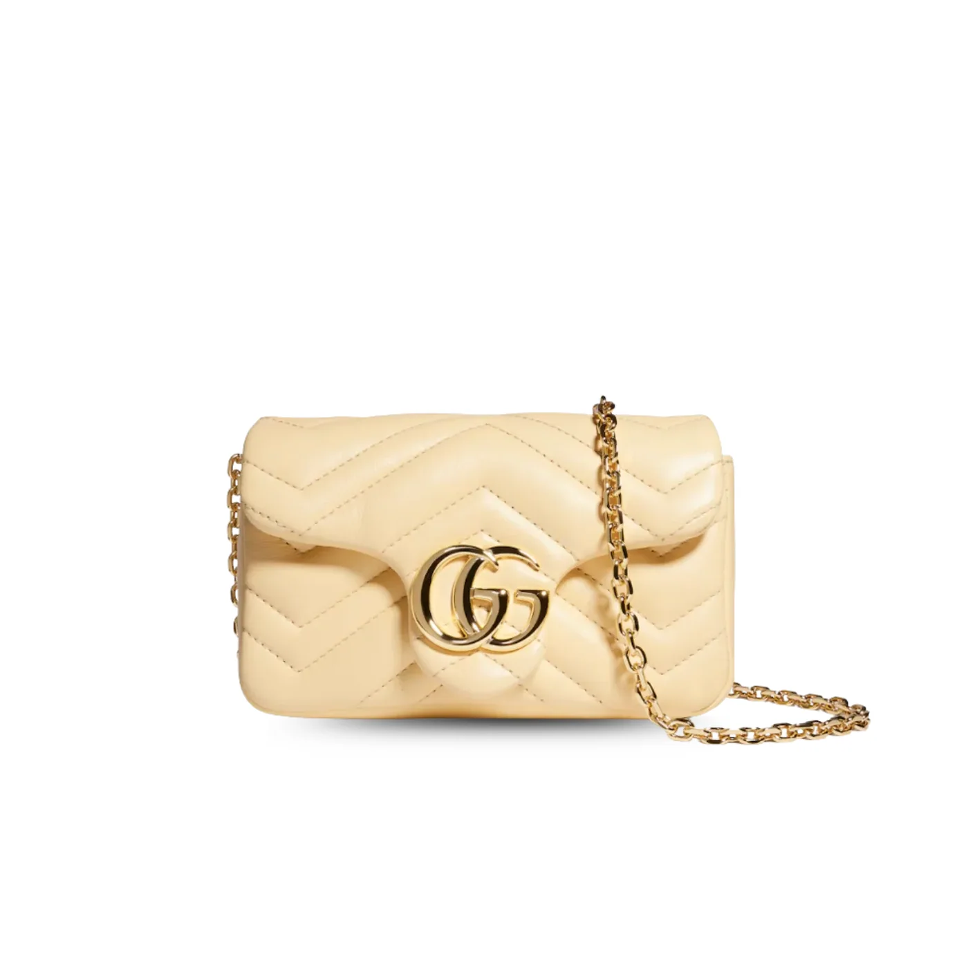 Gucci Marmont Mini Shoulder Bag in Light Yellow Gold Hardware
