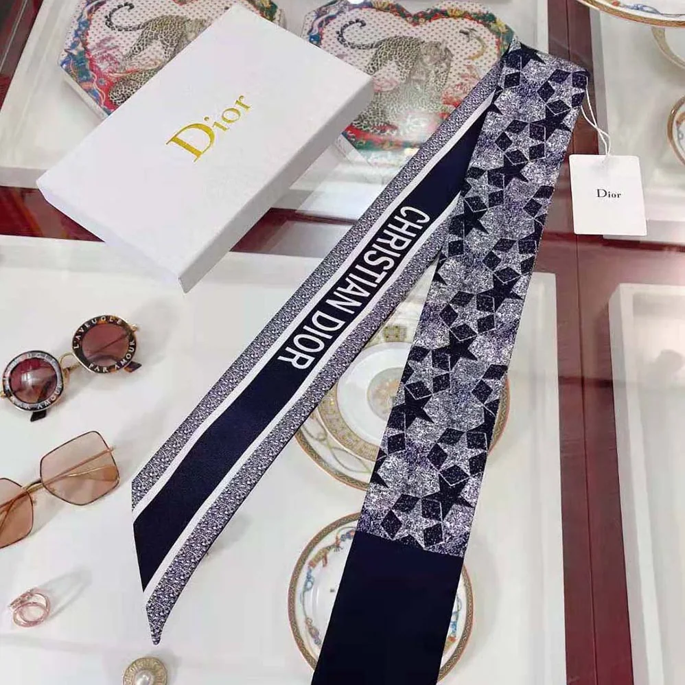 Dior Etoile Mitzah Scarf Blue Silk Twill for Women Dior Etoile Mitzah Scarf Blue Silk Twill for Women