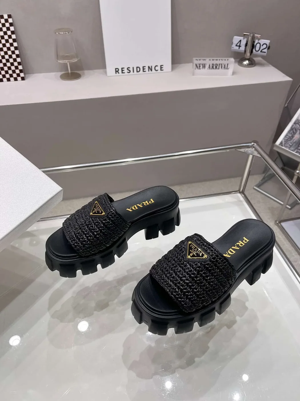 Prada Monolith Crochet Cage Slippers Black Prada Monolith Crochet Cage Slippers Black