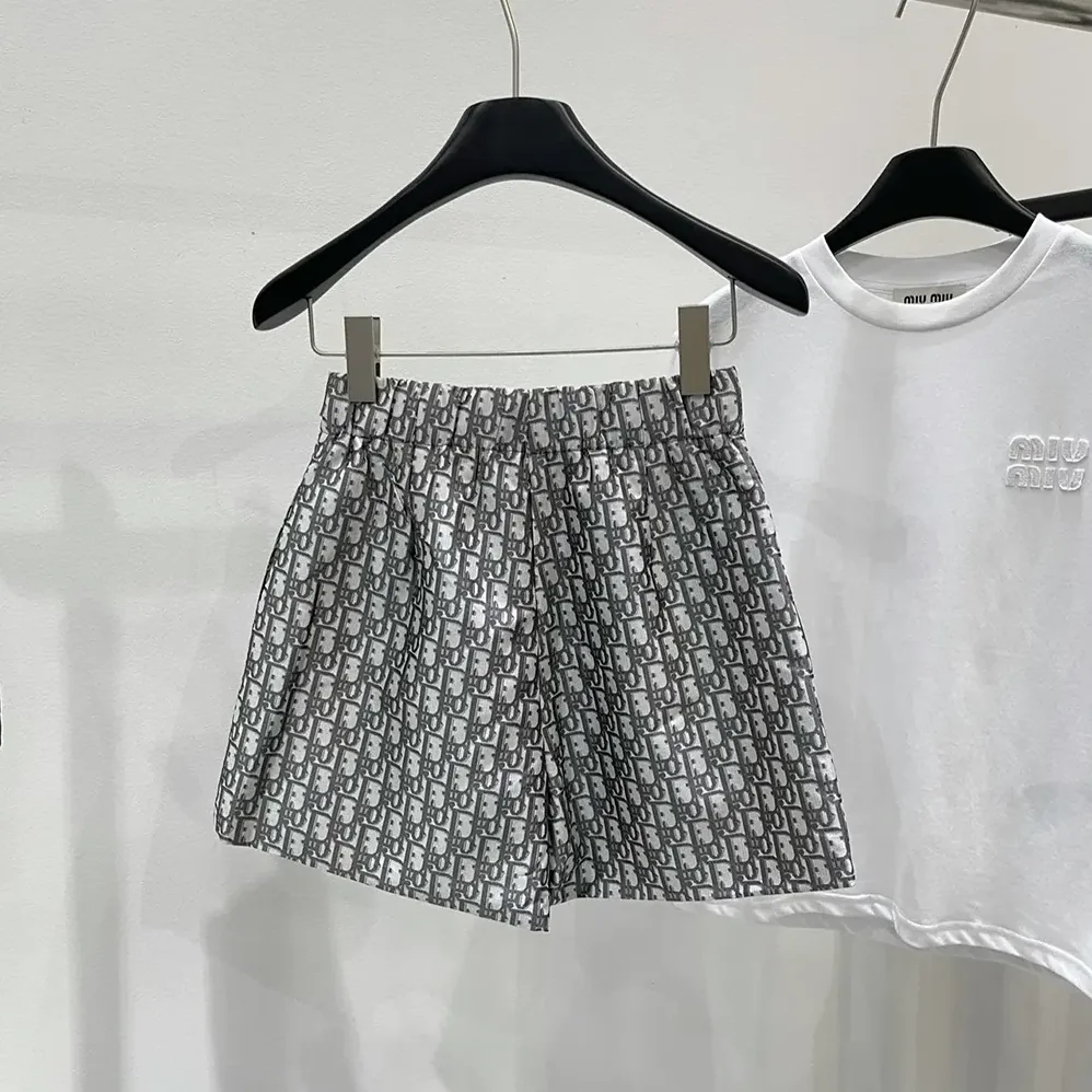 Dior Skort Gray Technical Taffeta Jacquard with Dior Oblique Motif for Women