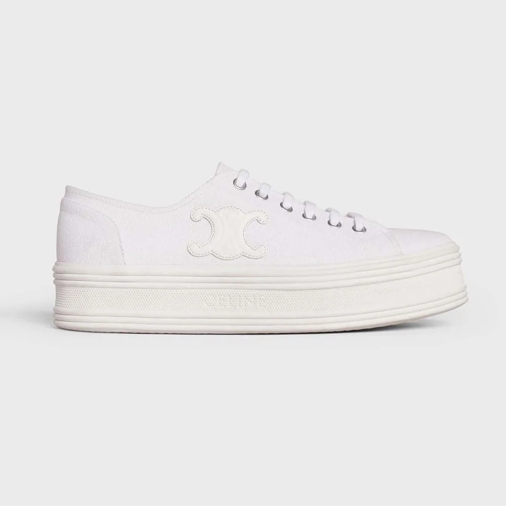 Celine Jane Low Lace-up Sneaker in Canvas and Calfskin for Women Celine Jane Low Lace-up Sneaker in Canvas and Calfskin for Women