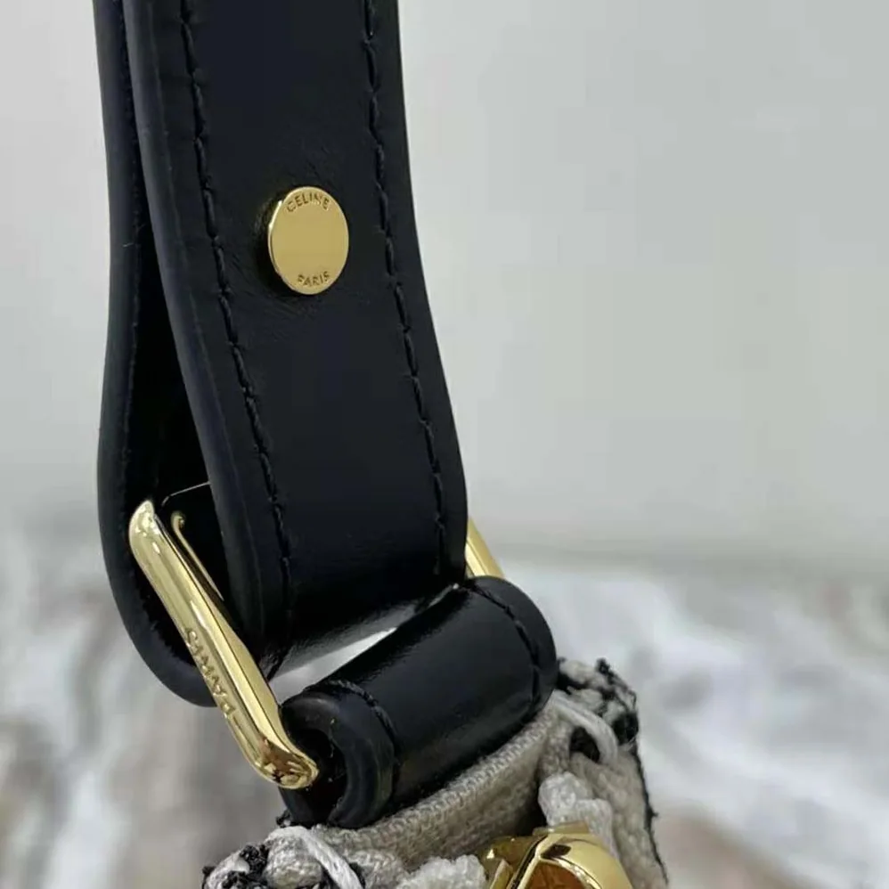 Celine Ava Bag in Textile with Triomphe Embroidery for Women in Black