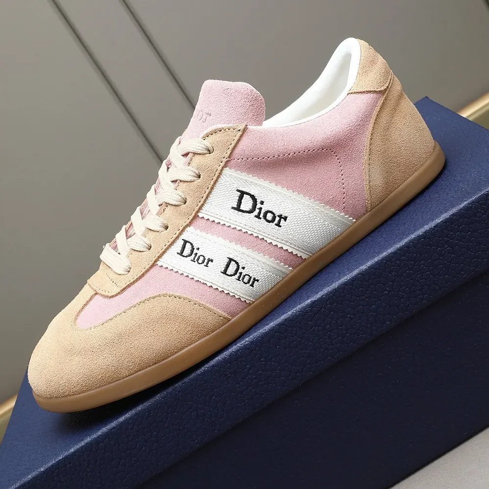 Dior Ribbon Sneaker Pink and Beige Suede Calfskin for Unisex Dior Ribbon Sneaker Pink and Beige Suede Calfskin for Unisex