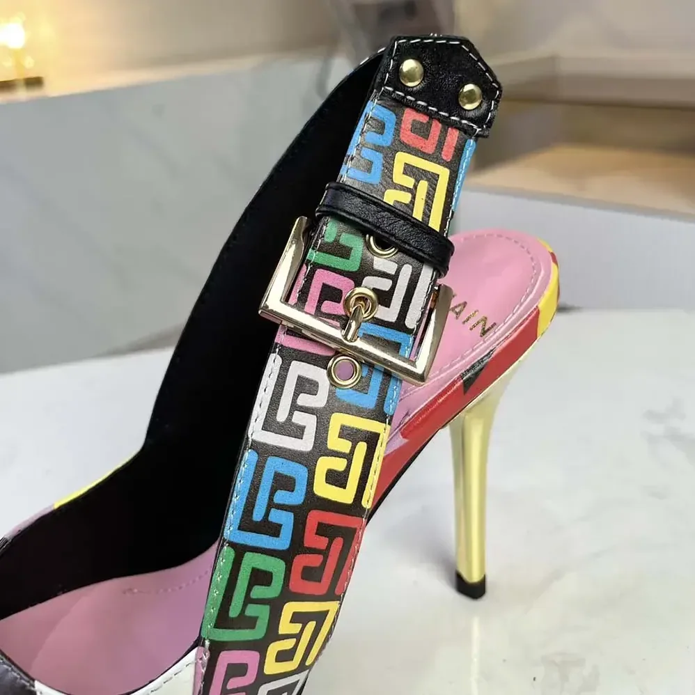 Balmain Heeled Ruby Slingbacks in Printed Satin for Women