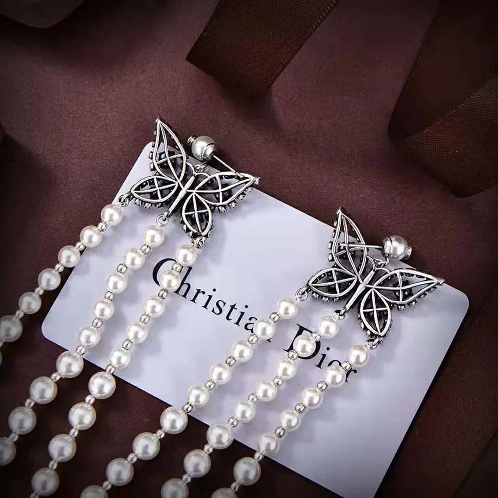 Dior Papillon De Nuit Earrings Antique Silver for Women in Finish Metal