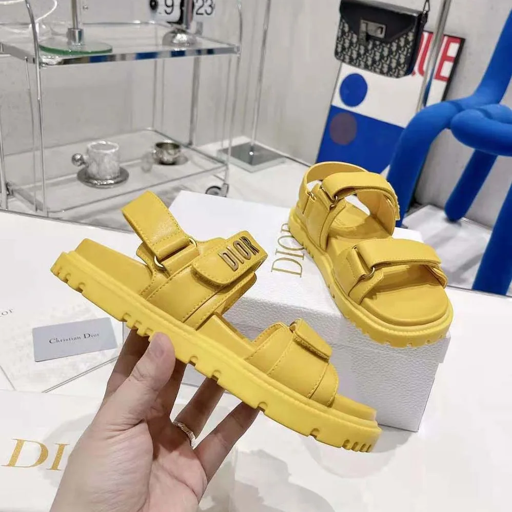 Dior Dioract Sandal Mustard Yellow Lambskin for Women Dior Dioract Sandal Mustard Yellow Lambskin for Women