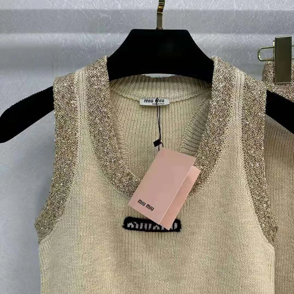 Miu Miu Silk Knit Top-Beige MMV155_13Q1_F0061 for Women Miu Miu Silk Knit Top-Beige MMV155_13Q1_F0061 for Women