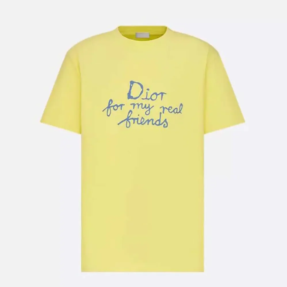 Dior DIOR AND HYLTON NEL T-Shirt Relaxed Fit Yellow Cotton Jersey for Women Dior DIOR AND HYLTON NEL T-Shirt Relaxed Fit Yellow Cotton Jersey for Women