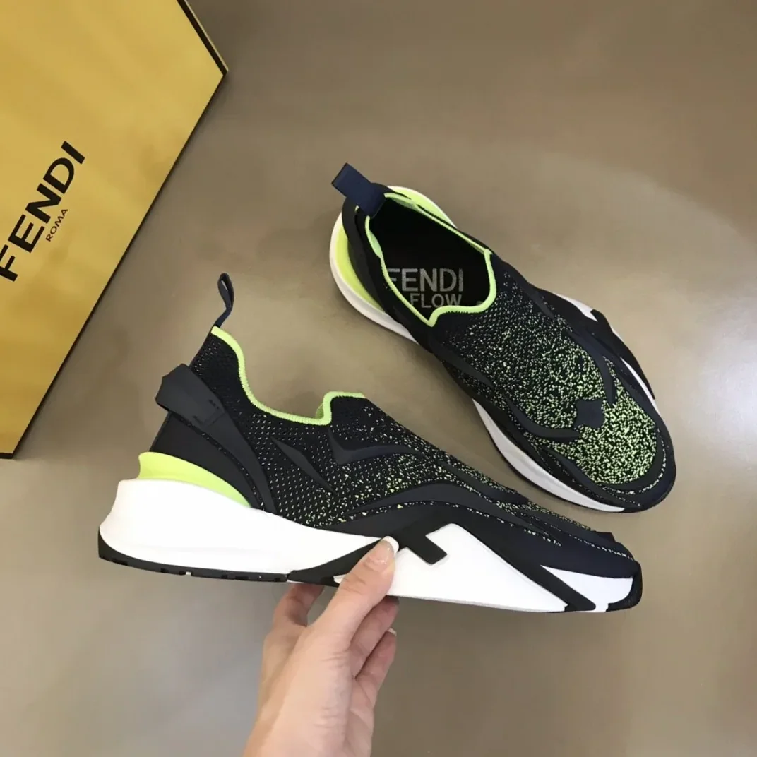 FD Fendi Flow Running Sneakers Black And Green FD Fendi Flow Running Sneakers Black And Green