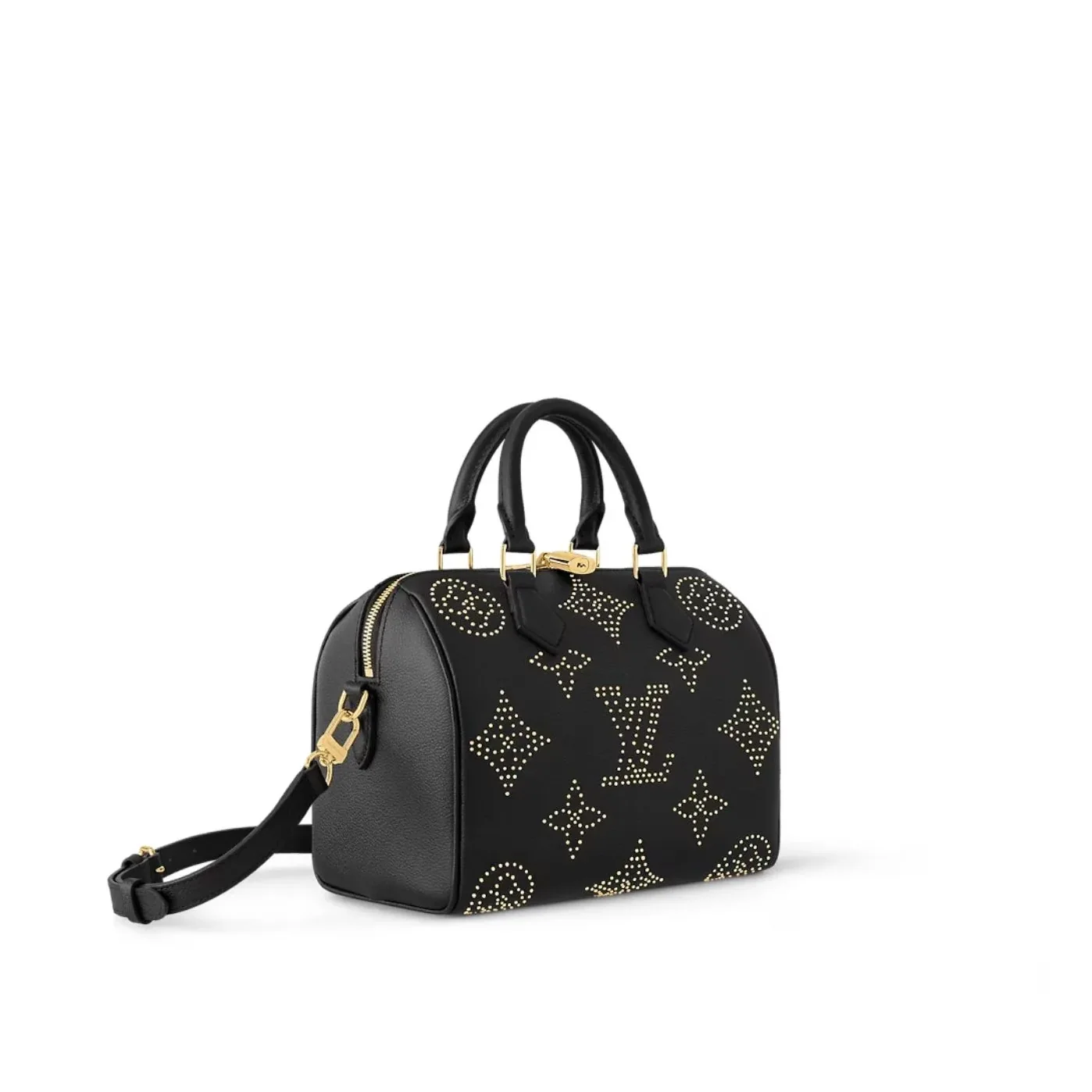 Louis Vuitton Speedy Bandouliere 25 Top Handle Bag in Black Gold Hardware Louis Vuitton Speedy Bandouliere 25 Top Handle Bag in Black Gold Hardware