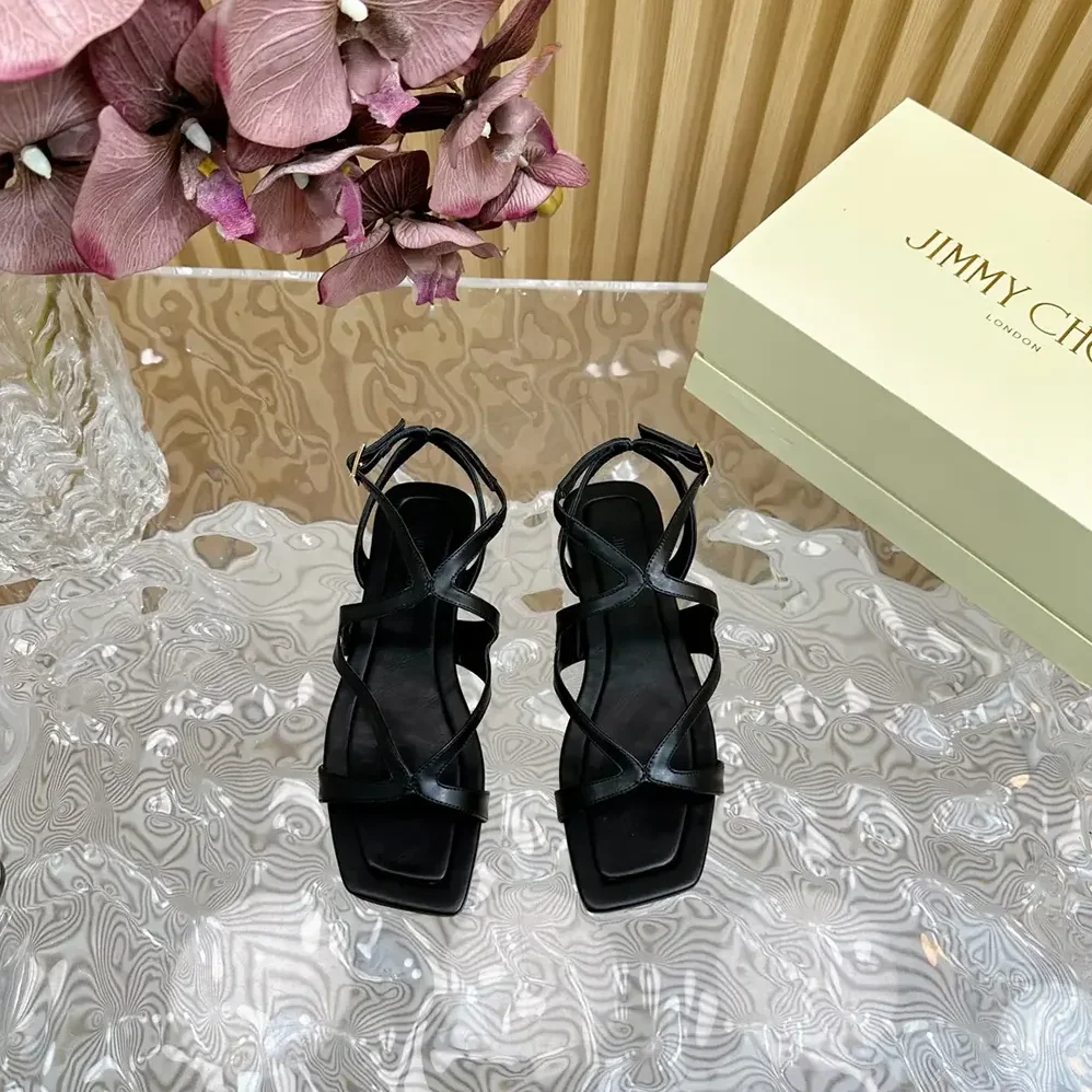 Jimmy Choo Ayla Flat Black Nappa Leather Flats for Women Jimmy Choo Ayla Flat Black Nappa Leather Flats for Women