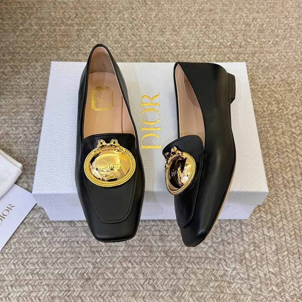 Dior Médaillon Buckle Loafer Black Lambskin for Women Dior Médaillon Buckle Loafer Black Lambskin for Women