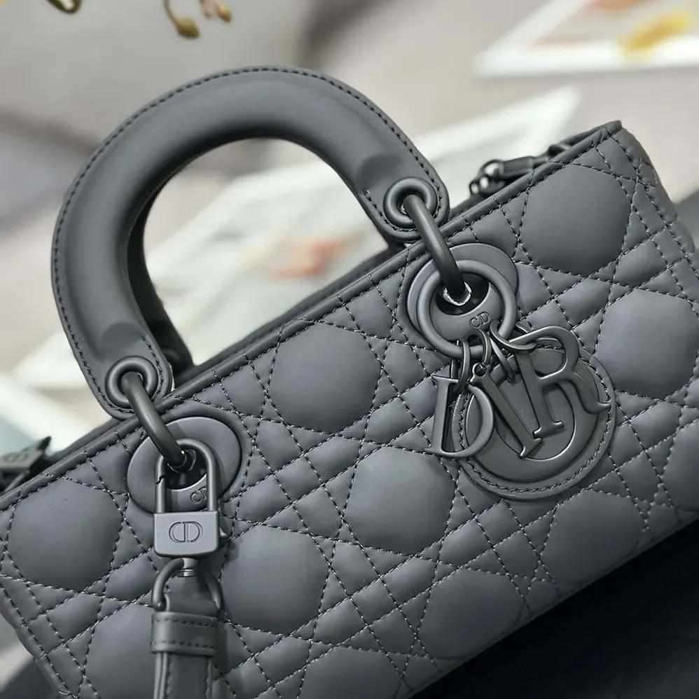 Dior Small Lady D-Joy Bag Ultramatte Black Cannage Calfskin for Women
