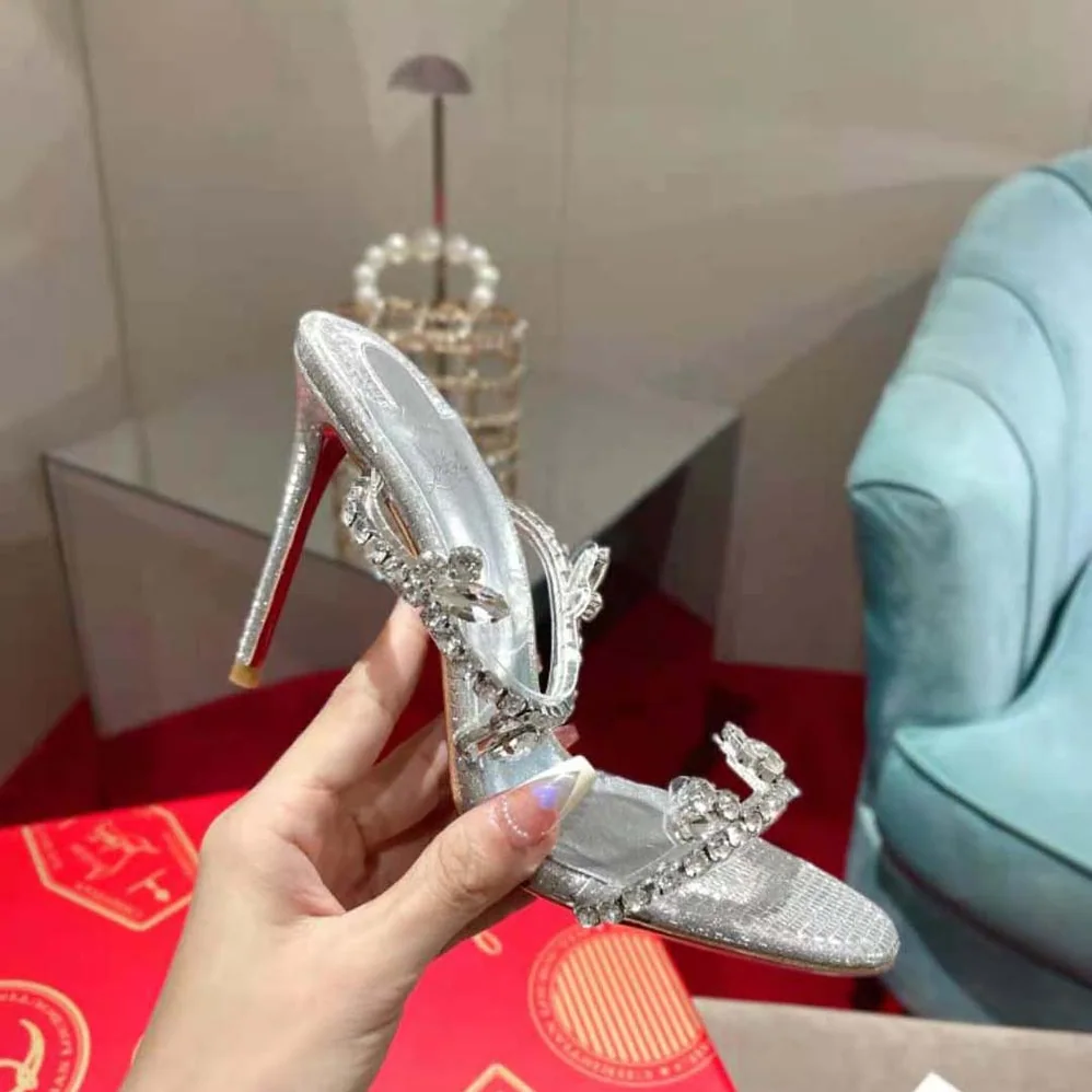 Christian Louboutin Just Queen 100 mm Heel Height for Women in Silver Christian Louboutin Just Queen 100 mm Heel Height for Women in Silver