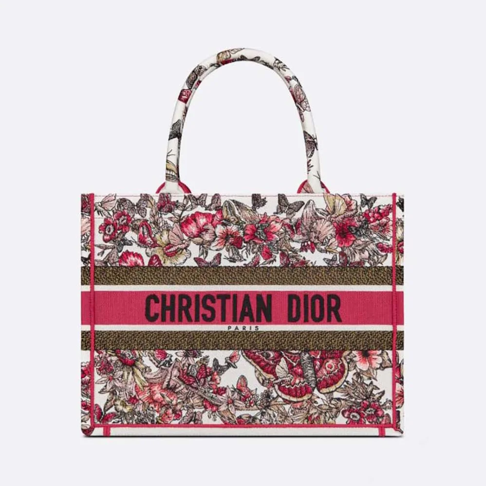 Dior Medium Dior Book Tote Multicolor Butterfly Embroidery for Women