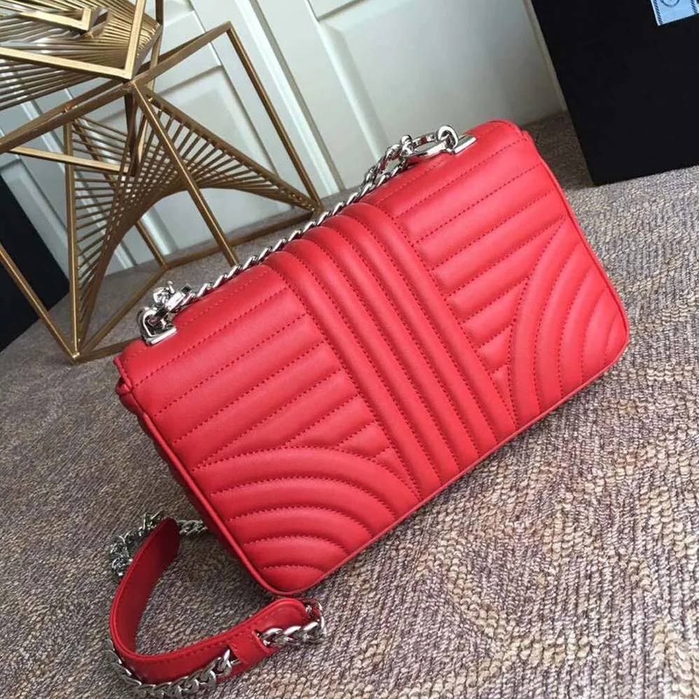 Prada Diagramme Leather Shoulder Bag in Red Prada Diagramme Leather Shoulder Bag in Red