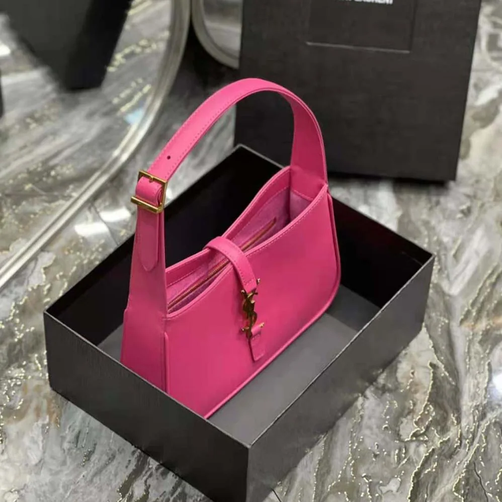 Saint Laurent YSL Le 5 A 7 Hobo Bag in Smooth Leather for Women in Rose Saint Laurent YSL Le 5 A 7 Hobo Bag in Smooth Leather for Women in Rose