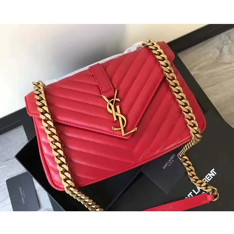 Saint Laurent YSL Classic Medium College Bag Matelasse Leather in Red