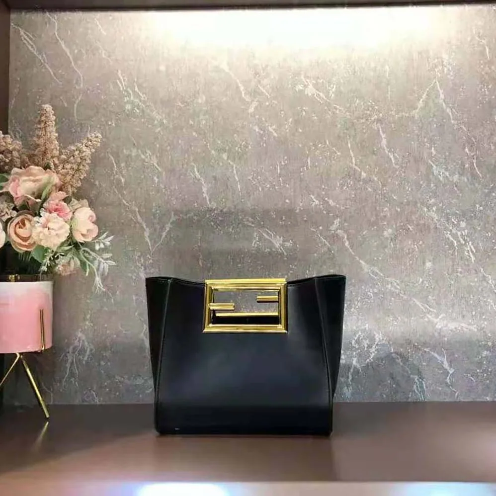 Fendi Way Small Made of Camellia-Colored Leather Bag for Women in Black Fendi Way Small Made of Camellia-Colored Leather Bag for Women in Black
