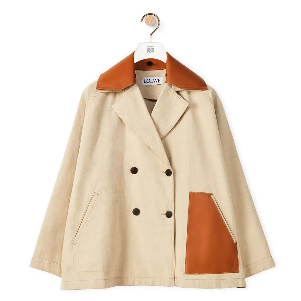 Loewe Trapeze Peacoat in Cotton and Linen for Women Loewe Trapeze Peacoat in Cotton and Linen for Women