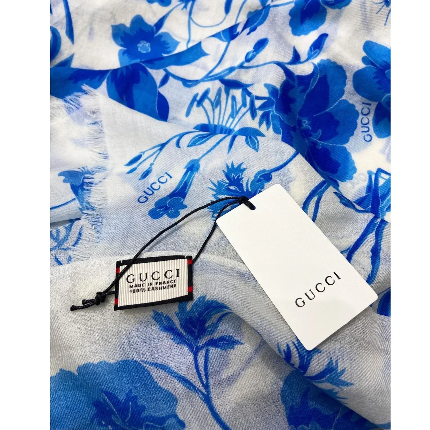 Gucci GG Garden Flower Long Scarf Blue /
