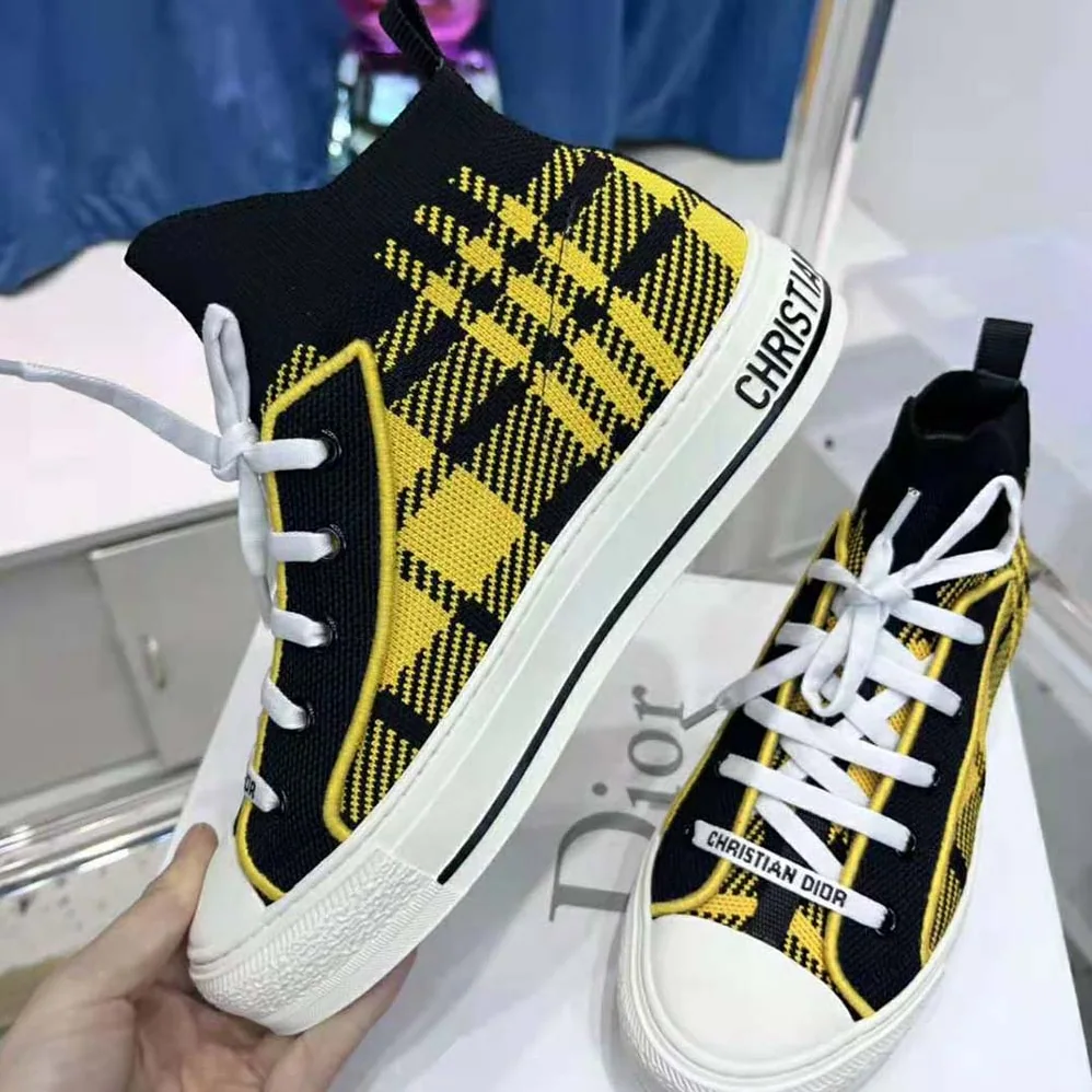 Dior Walk'N'Dior Sneaker Yellow and Black Check'n'Dior Technical Mesh for Women