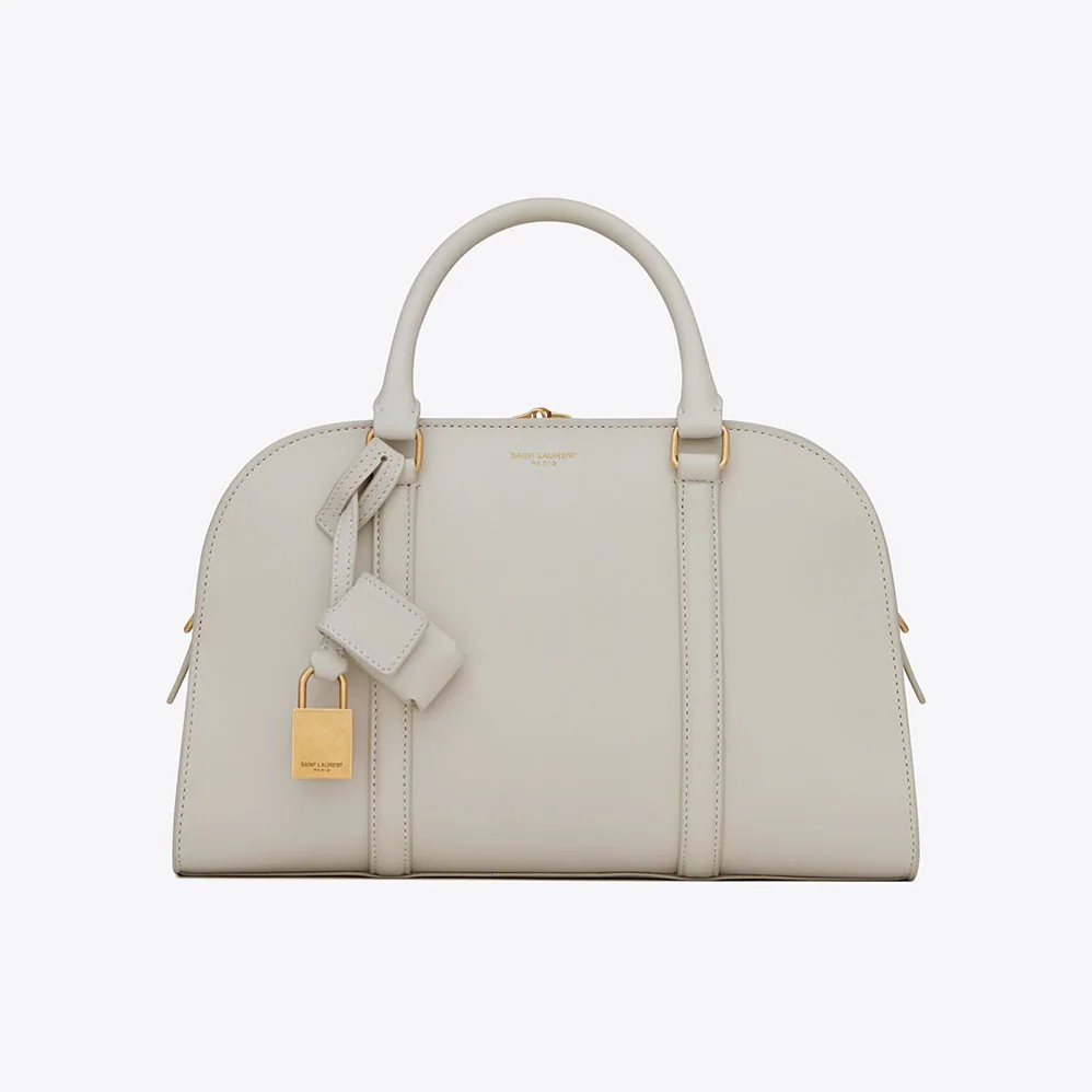 Saint Laurent YSL Lock Baby Duffle in Smooth Leather for Women in White Saint Laurent YSL Lock Baby Duffle in Smooth Leather for Women in White