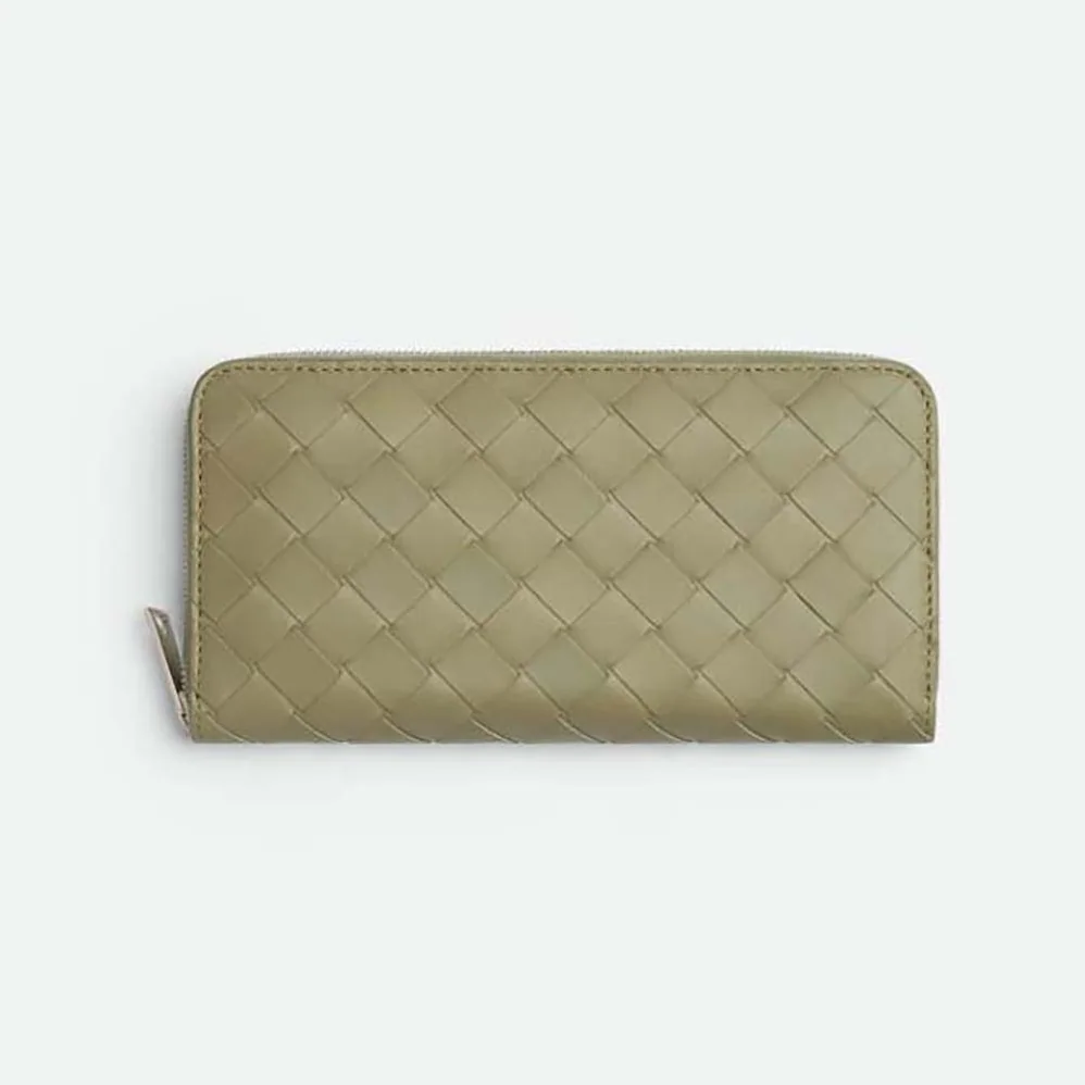 Bottega Veneta Intrecciato Zip Around Wallet for Men in Yellow