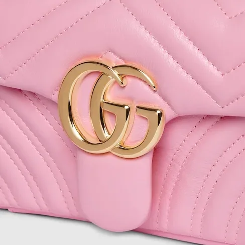 Gucci Marmont Small Shoulder Bag in Light Pink Gold Hardware