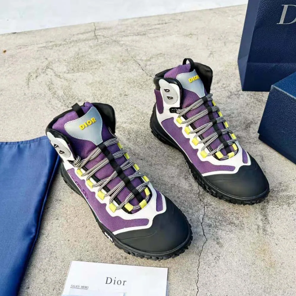 Dior Diorizon Hiking Boot Purple Technical Mesh with Black Rubber for Men Dior Diorizon Hiking Boot Purple Technical Mesh with Black Rubber for Men