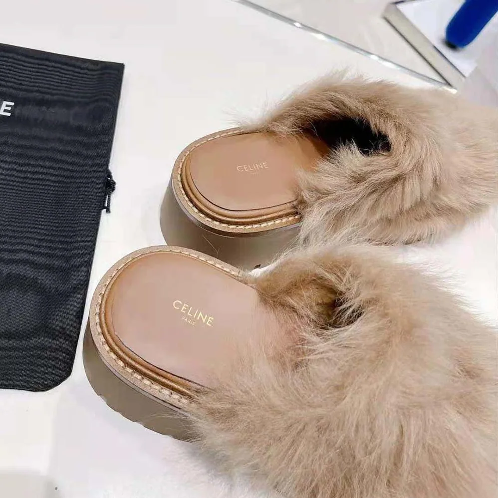 Celine Bulky Closed Mule in Lambfur for Women