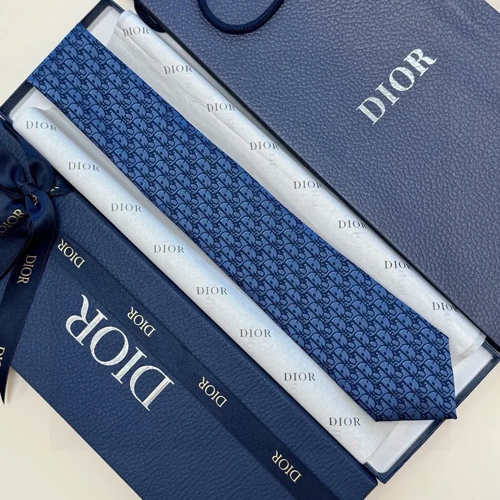 Dior Oblique Tie Blue and Black Silk for Men Dior Oblique Tie Blue and Black Silk for Men