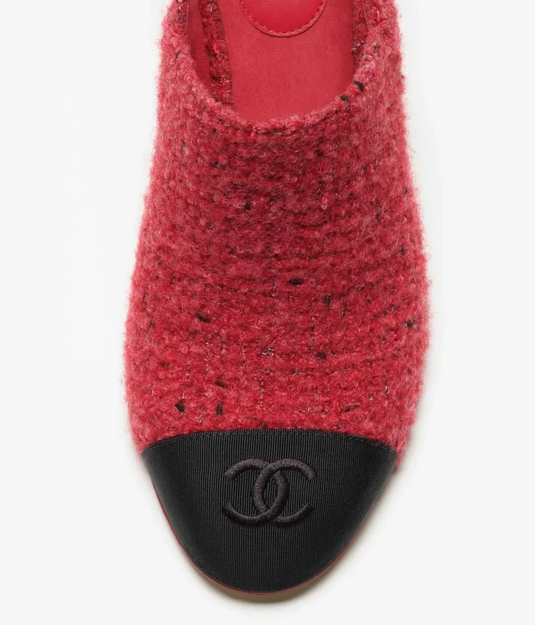 Chanel Tweed Slingbacks Red --U4533