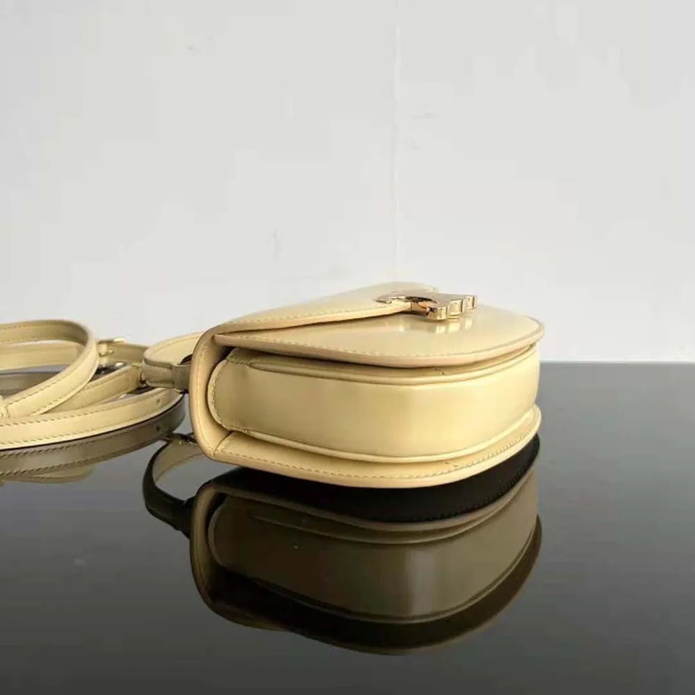 Celine Mini Besace Triomphe in Shiny Calfskin for Women in Yellow Celine Mini Besace Triomphe in Shiny Calfskin for Women in Yellow
