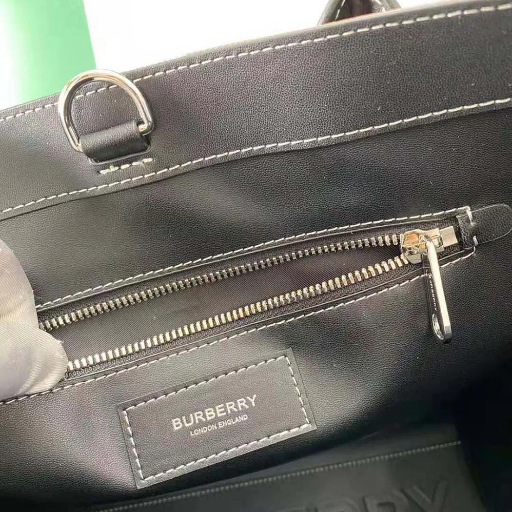 Burberry Exaggerated Check and Leather Slim Tote for Men in Brown