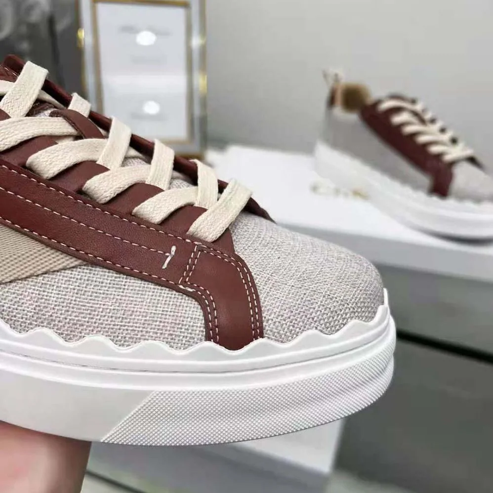Chloe Lauren Sneaker in Leather with Canvas for Women in Brown Chloe Lauren Sneaker in Leather with Canvas for Women in Brown