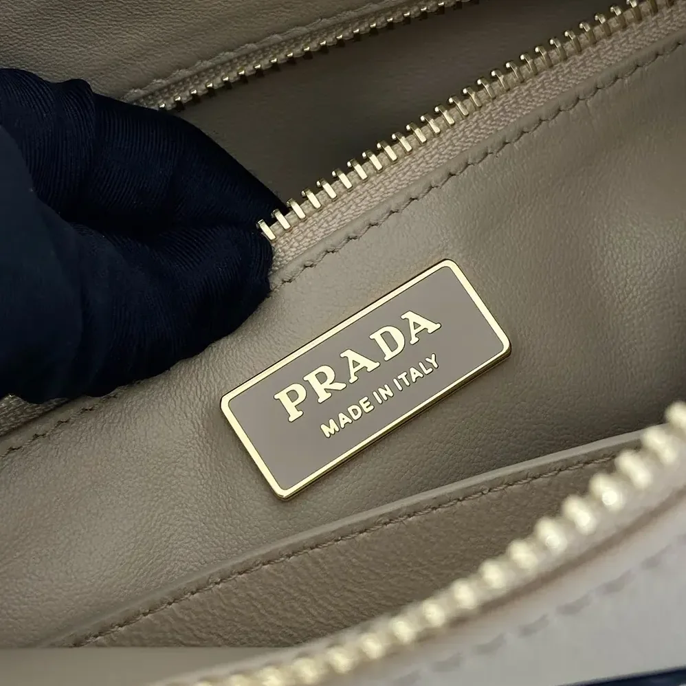Prada Aimée Medium Leather Shoulder Bag for Women in Sandy Prada Aimée Medium Leather Shoulder Bag for Women in Sandy
