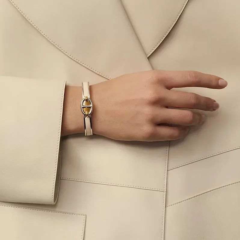 Hermes Mini Clic Chaine D Ancre Bracelet Creme Silver Hardware Hermes Mini Clic Chaine D Ancre Bracelet Creme Silver Hardware