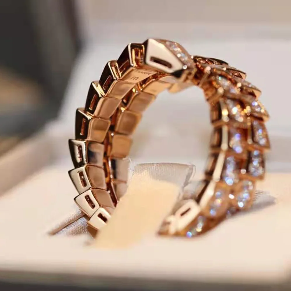 Bvlgari Serpenti Viper Two-coil 18 KT Rose Gold Ring for Women
