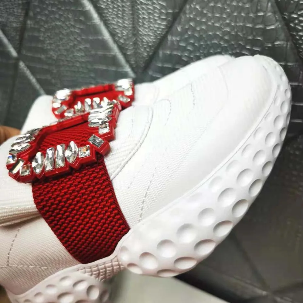 Roger Vivier Viv Run Light Strass Buckle Sneakers in Fabrics for Women Roger Vivier Viv Run Light Strass Buckle Sneakers in Fabrics for Women