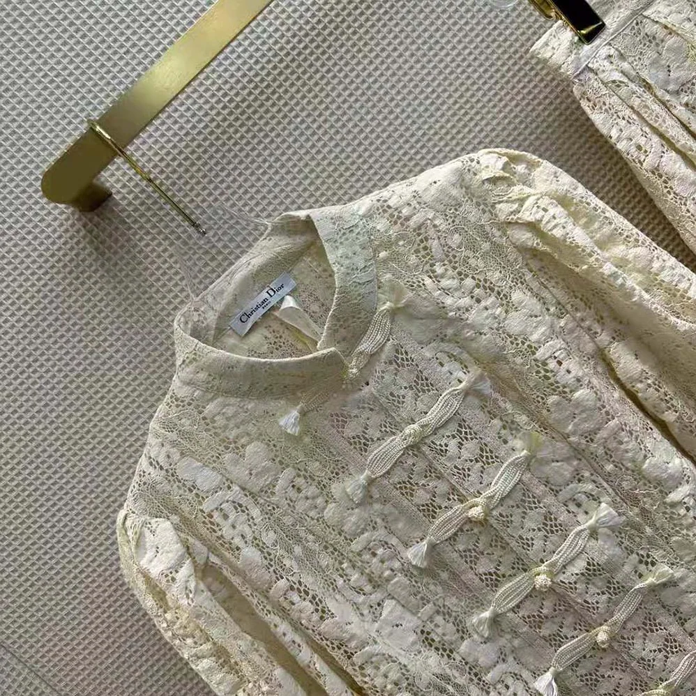 Dior Brandenburg Fitted Jacket Ecru Cotton for Women in Blend Lace
