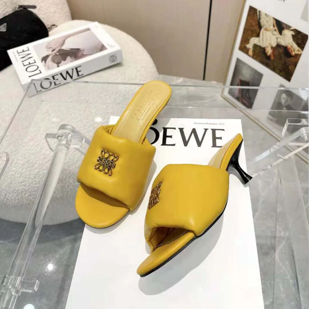 Loewe Anagram Padded Mule in Lambskin for Women in Orange